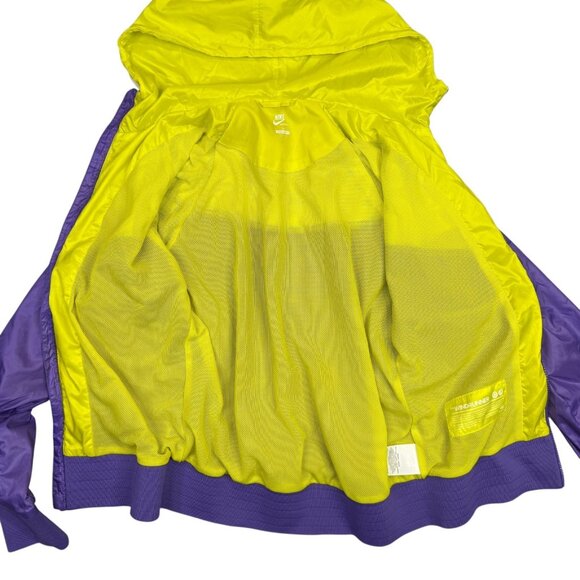 Nike Windrunner Jacket Womens Large L Yellow Purple Hooded Windbreaker Full Zip - Picture 9 of 11
